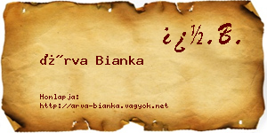 Árva Bianka névjegykártya