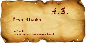 Árva Bianka névjegykártya