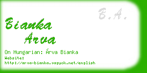 bianka arva business card