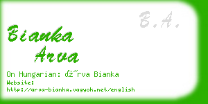 bianka arva business card